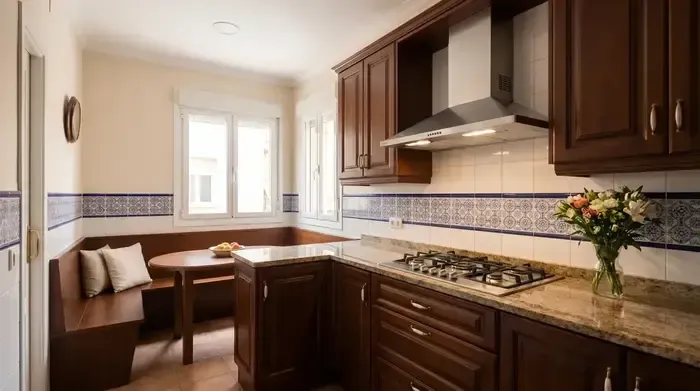 Cocina en Fuenlabrada tras la limpieza post incendio con aspiración HEPA y desodorización
